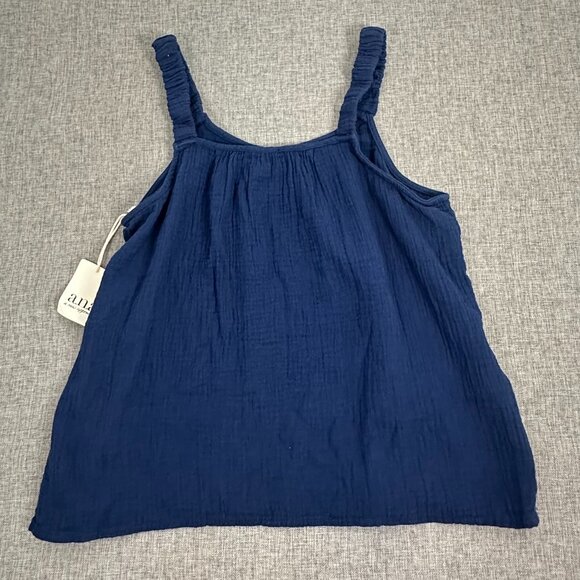 NEW! a.n.a A‎ New Approach Tank Top Blue Pleated Petite Medium $32 Scoop Neck - Picture 8 of 10